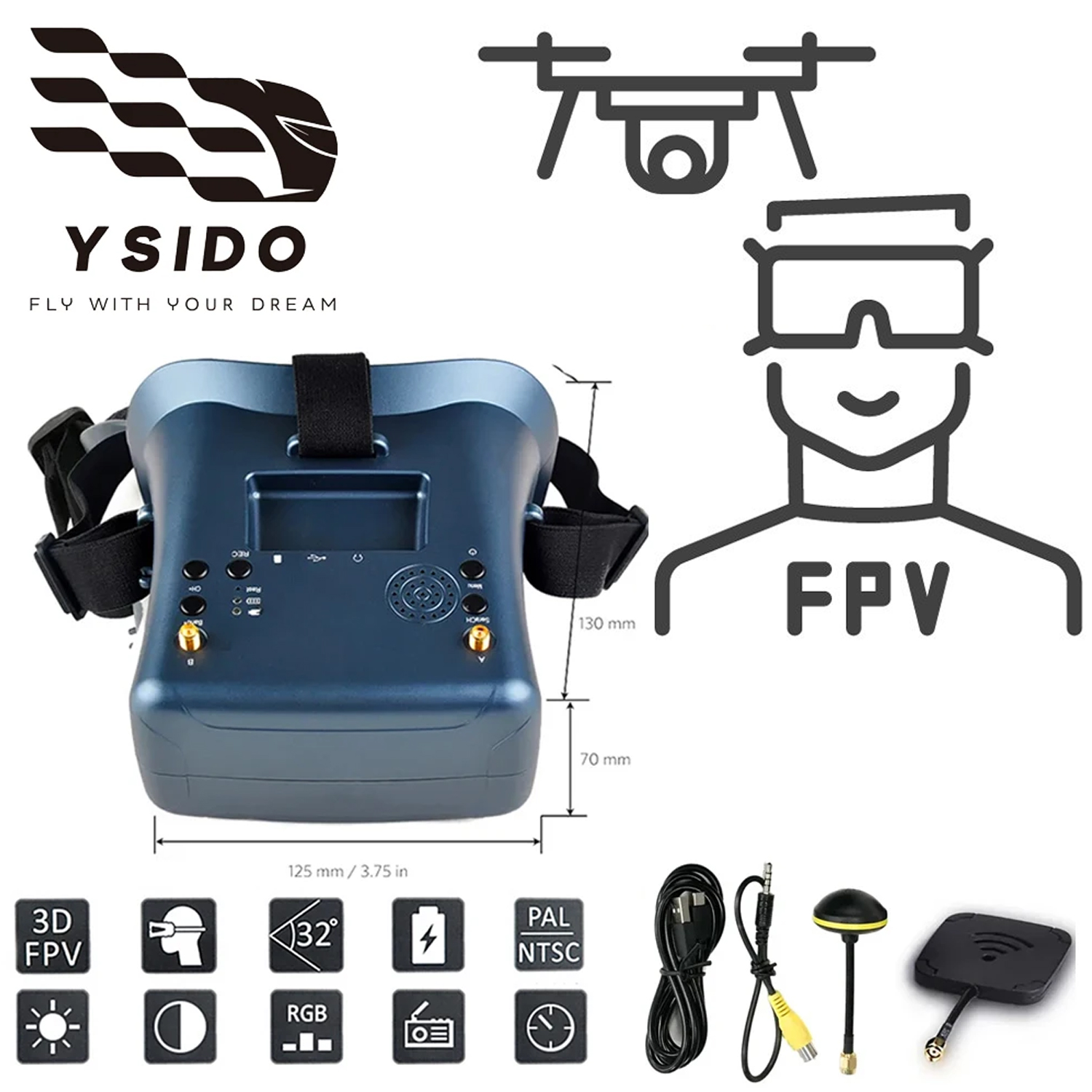 Fpv Goggles Headset - FPV Goggles 008D 5.8G 40CH 4.3Inch