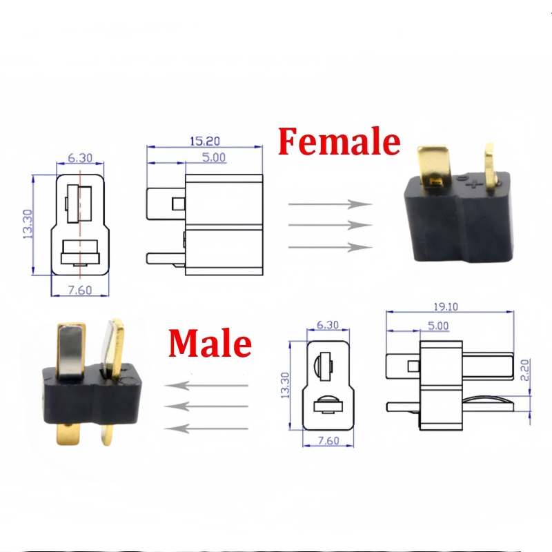 T Plug Male Female Connectors  - Drone Rc Not Connected review and price