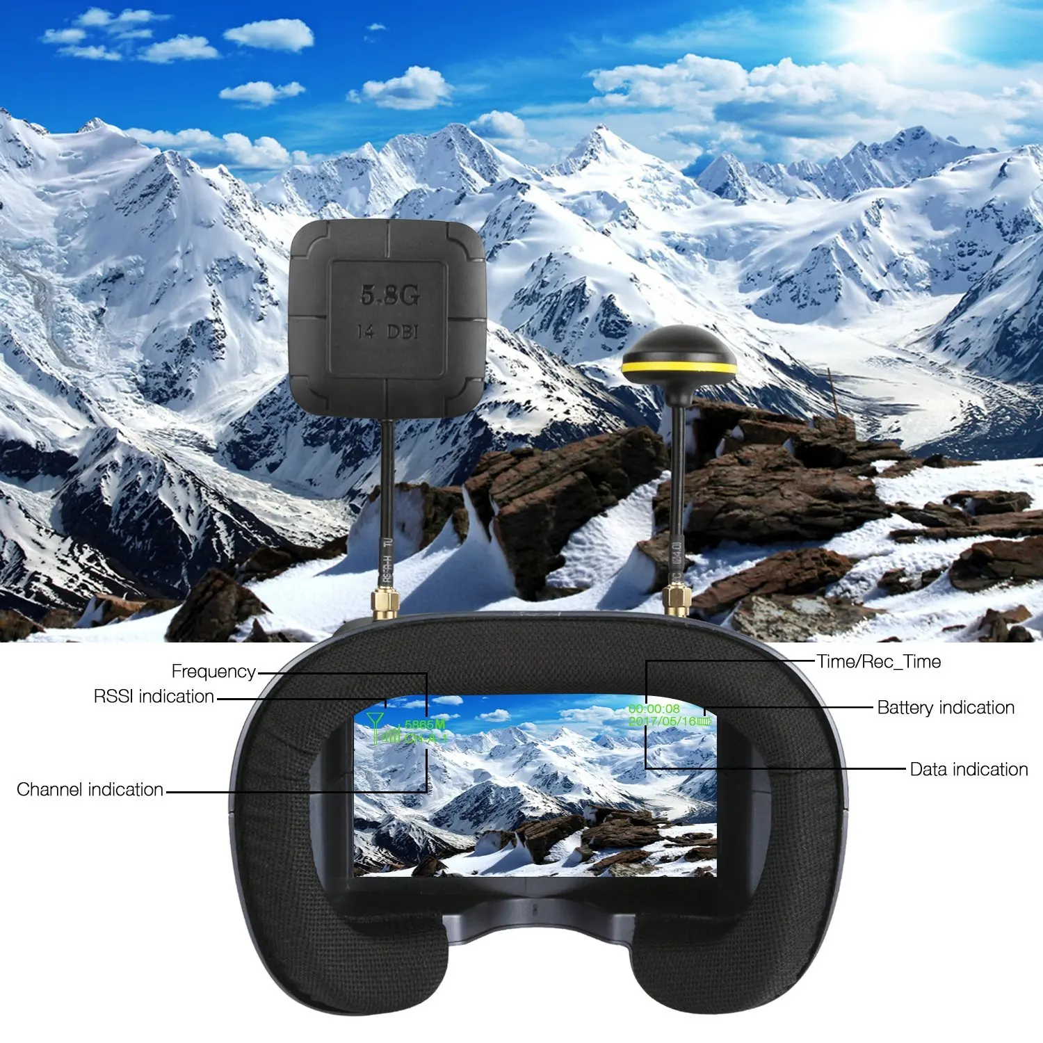 5.8G 40CH 4.3 Inch 800*480 Vid - Fpv Goggles Headset review and price